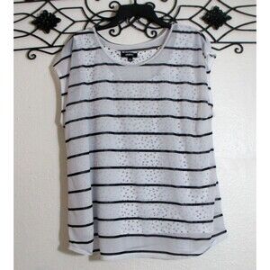 Elementz Women's Knit Top Size XL Short Sleeve Multicolored Striped Round Neck